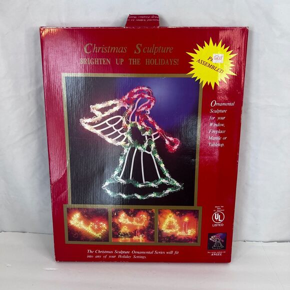 Ornamental Christmas Light Up Silhouette Trumpet Angel Holiday Plug-In Window - Picture 3 of 12